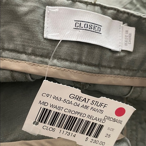 NWT CLOSED Abe Pants In Green MID WAIST CROPPED RELAXED - Picture 9 of 10